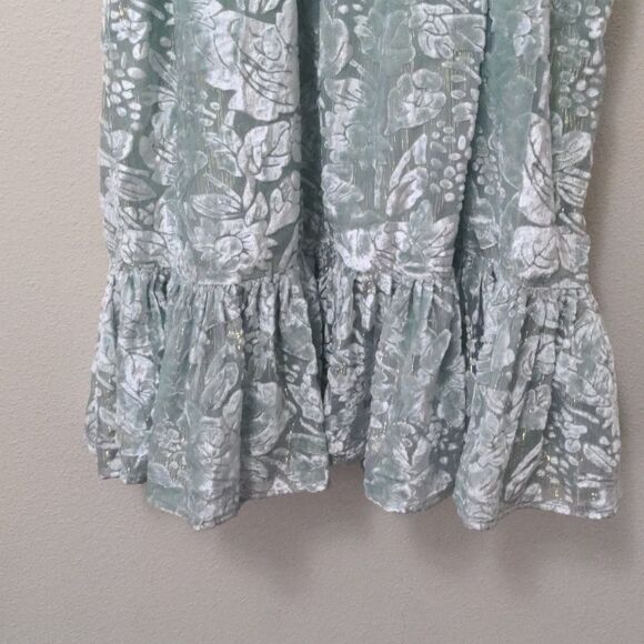 Anthropologie Hemant & Nandita Aqua Velvet and Gold Threaded Maxi Dress - Picture 4 of 7